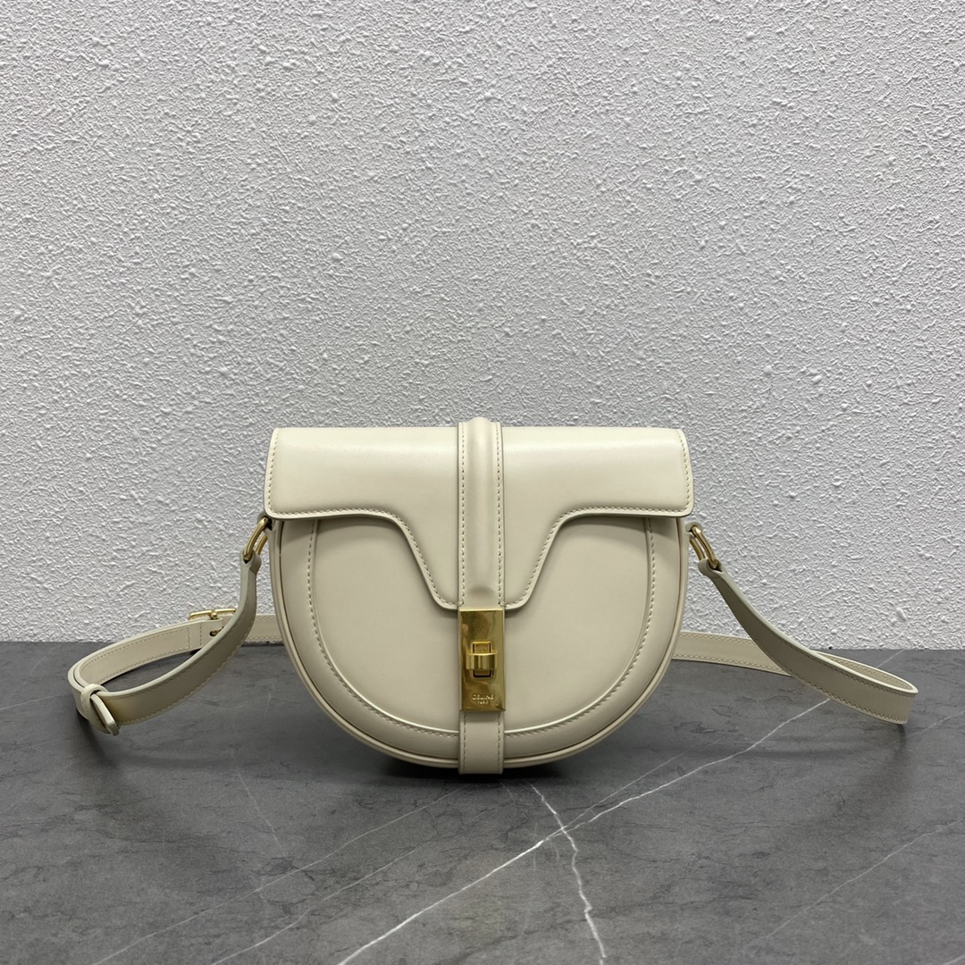 Celine Besace 16 Satinated Calfskin Shoulder Bag White 188013